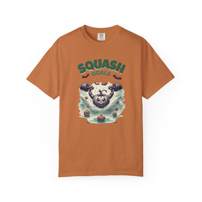 Halloween Fitness T-Shirt, Squash Goals Tee, Pumpkin Workout Shirt, Spooky Gym Wear, Fall Exercise Top, Unisex Apparel