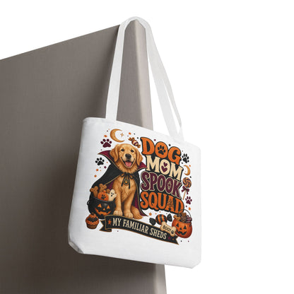 Dog Mom Spook Squad Tote Bag | Halloween Golden Retriever Pumpkin Design
