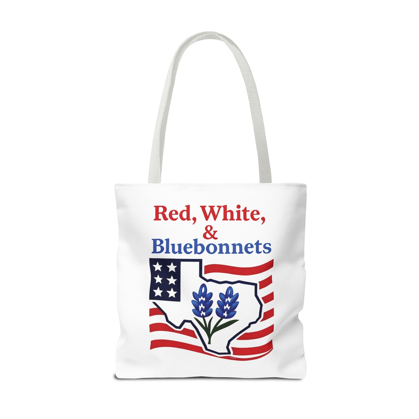 Texas Patriot Tote Bag, Red White and Bluebonnets, Independence Day Accessory, Summer Travel Bag, Gift for Texans, Stylish Grocery Tote