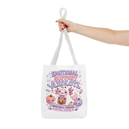 Emotional Support Axolotl Tote Bag | Cute Pastel Summerween Illustration