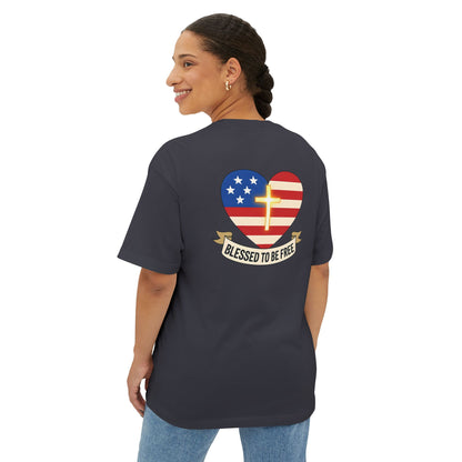 Freedom & Faith Unisex Oversized Tee, Summer Vibes Tee, Casual Gift, Patriotic Apparel, Faith-Based Outfit