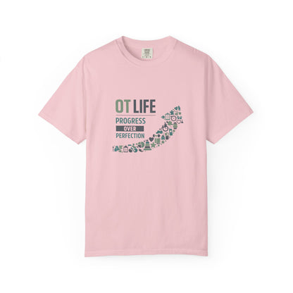 OT Life Progress Over Perfection T-Shirt | Occupational Therapy Arrow Design
