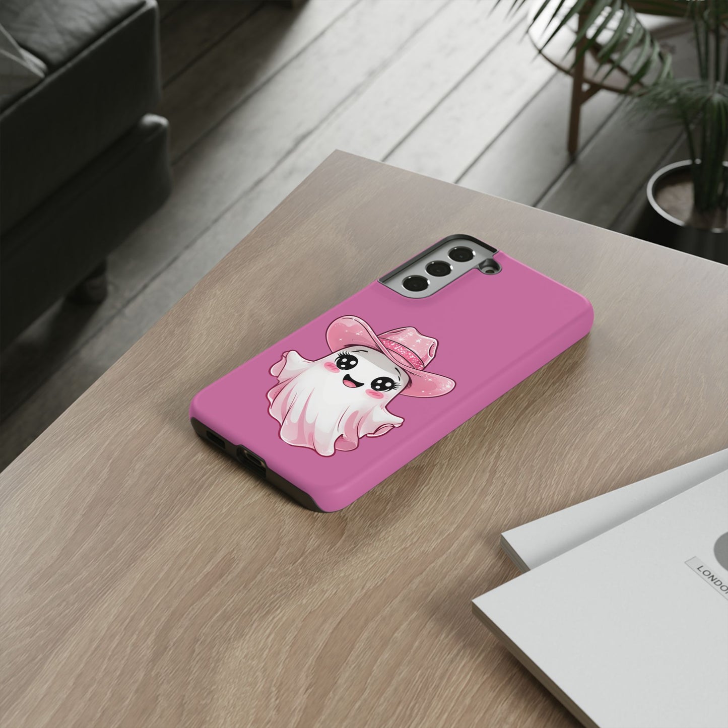 Cute Ghost Phone Case - Fun, Whimsical, Kawaii, Halloween, Gift Idea, Pink Ghost Design