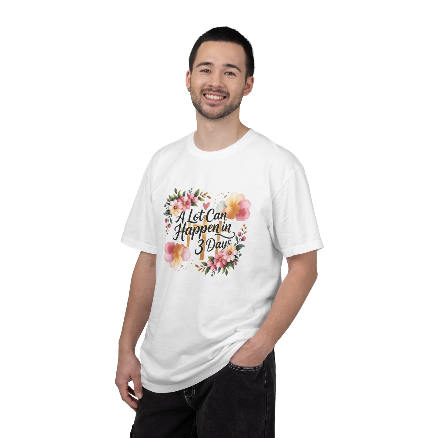 A Lot Can Happen in 3 Days Easter Faith T-Shirt | Floral Script, Inspirational Quote