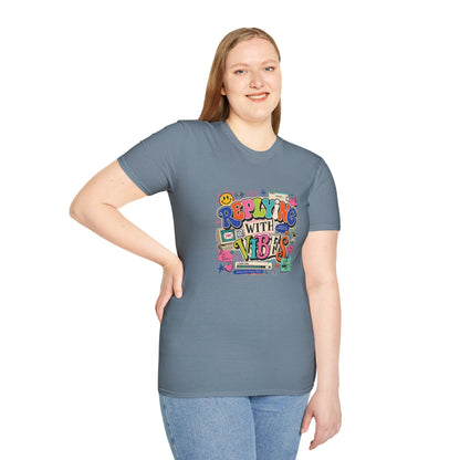 Replying With Vibes T-Shirt | Retro Colorful Typography, 90s Aesthetic