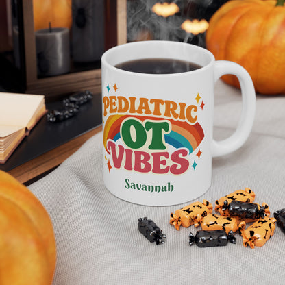 Pediatric OT Vibes Retro Personalized Mug | Custom Name Coffee Cup