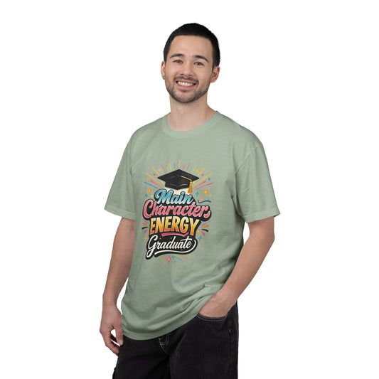 Main Character Energy Graduate T-Shirt | Graduation Cap Typography Tee