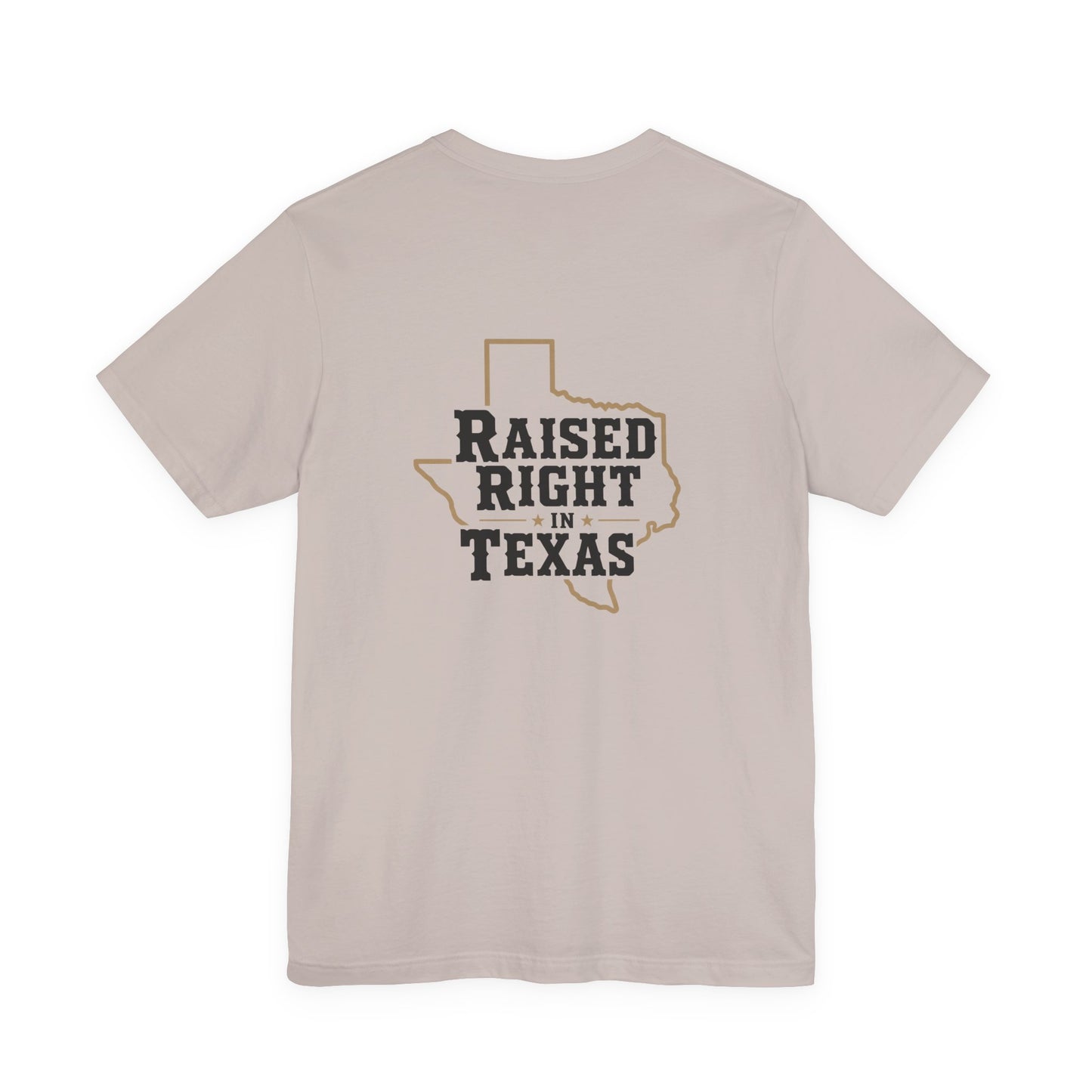 Raised Right in Texas T-Shirt | Texas Outline, Typographic Western Design
