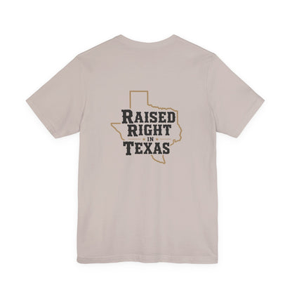 Raised Right in Texas T-Shirt | Texas Outline, Typographic Western Design