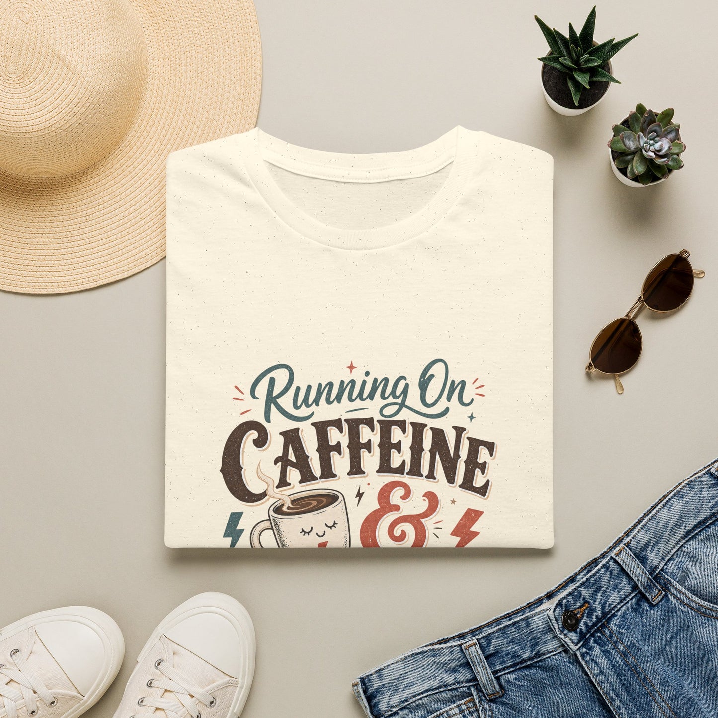 Running On Caffeine & Avoidance T-Shirt | Funny Coffee Quote Tee