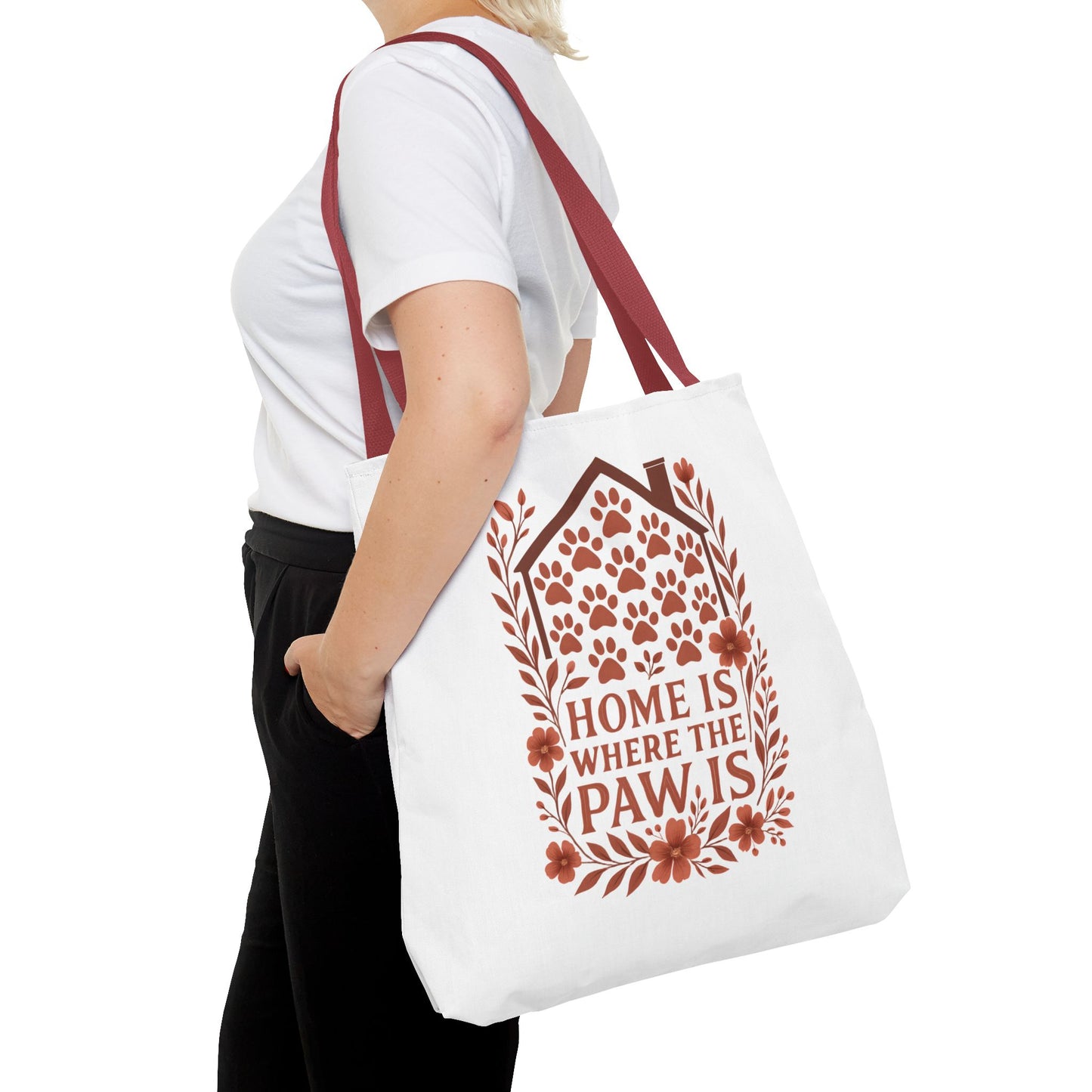 Home is Where the Paw Is Tote Bag | Pet Lover Gift, Floral Design, Animal Lover Accessory, Eco-Friendly Shopping Bag, Dog Mom Tote