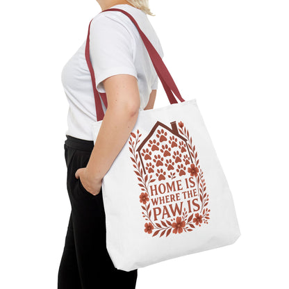 Home is Where the Paw Is Tote Bag | Pet Lover Gift, Floral Design, Animal Lover Accessory, Eco-Friendly Shopping Bag, Dog Mom Tote