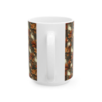 Autumn Leaves Ceramic Mug, Fall Drinkware, Coffee Tea Cup, Seasonal Home Decor, Gift for Nature Lovers