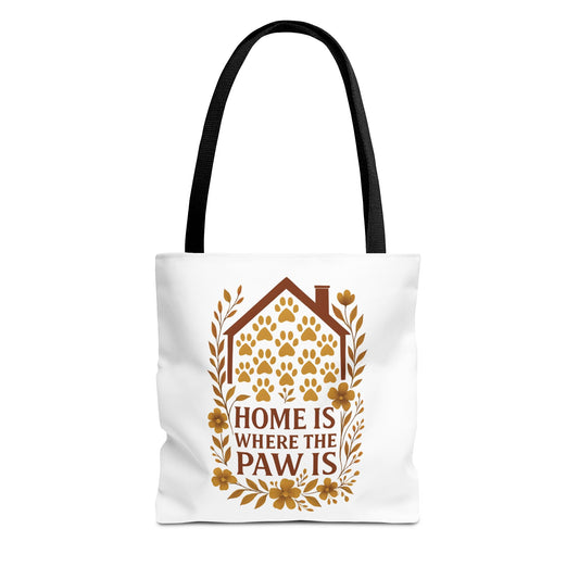 Home is Where the Paw Is Tote Bag | Pet Lover Gift, Floral Design, Animal Lover Accessory, Eco-Friendly Shopping Bag, Dog Mom Tote