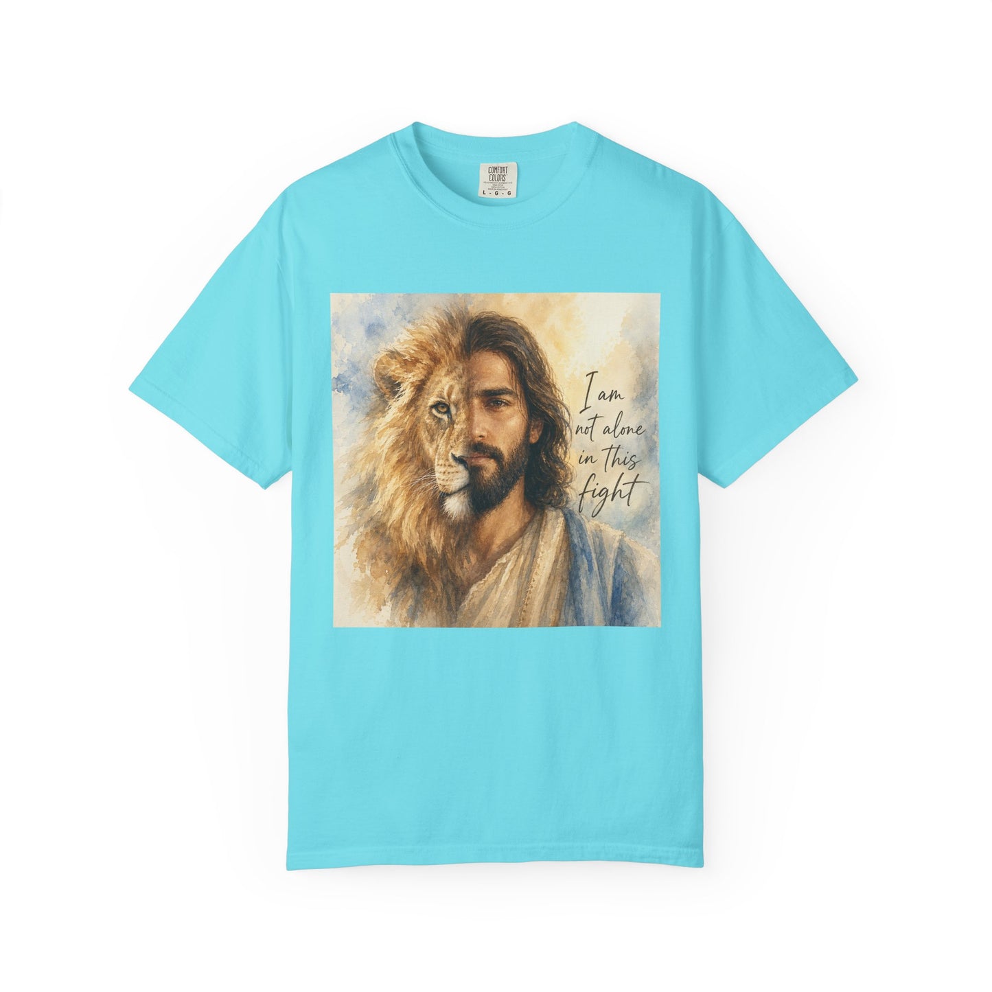 Jesus Lion Graphic T-Shirt — "I Am Not Alone in This Fight" Christian Faith Tee