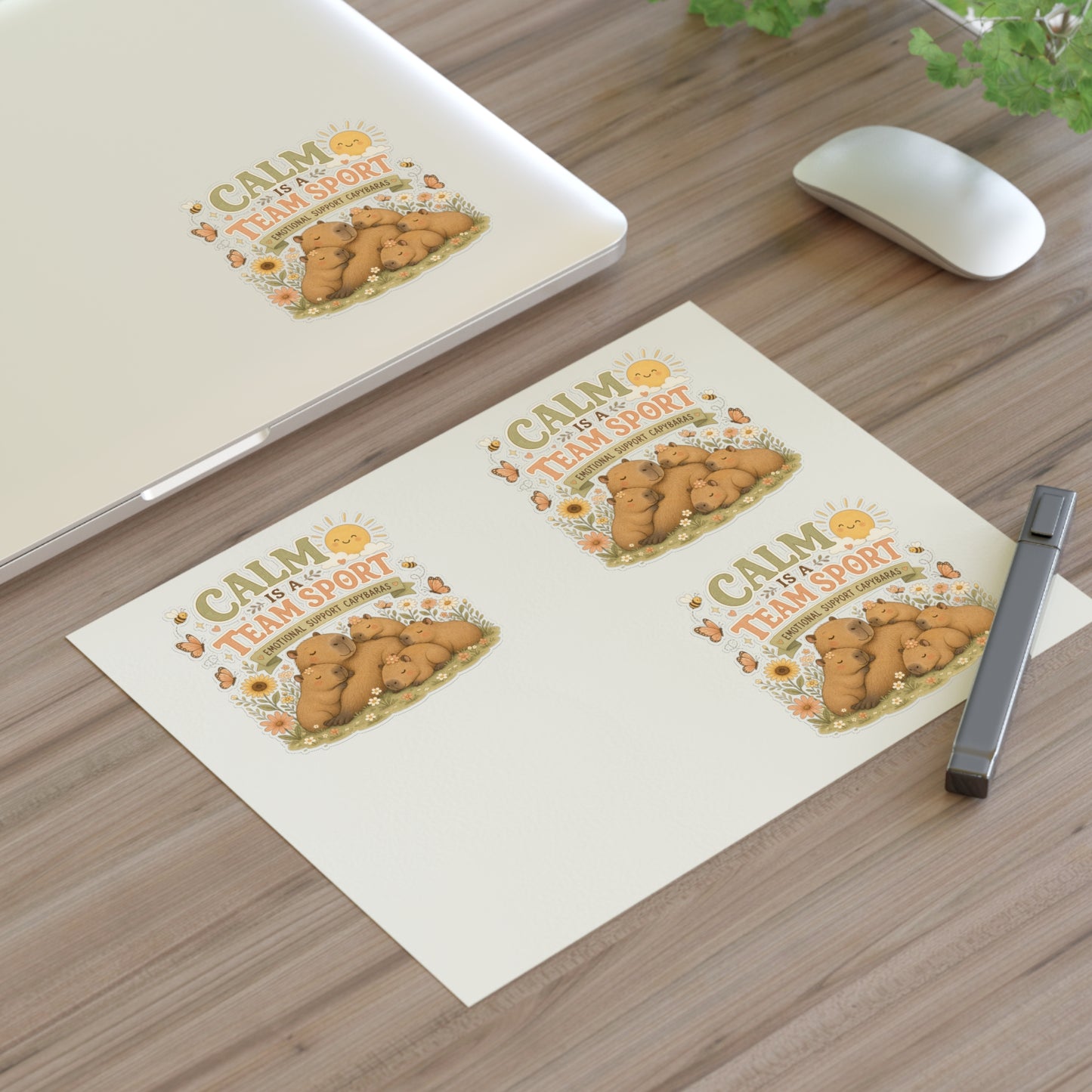 Calm Is A Team Sport Capybara Sticker Sheets | Cute Animal Calm Quote