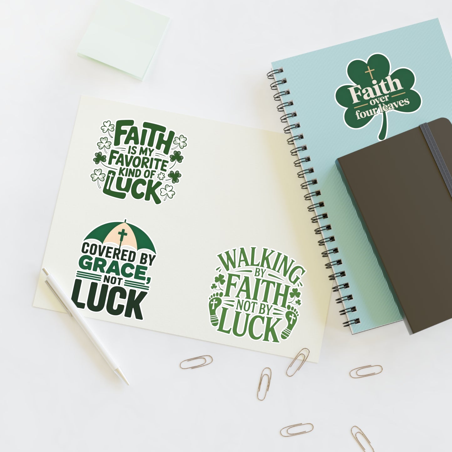 Faith Over Luck Sticker Sheet | Christian Inspirational Stickers