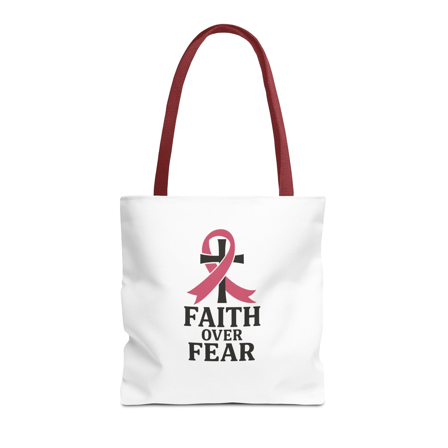 Faith Over Fear Tote Bag, Inspirational Gift for Cancer Awareness, Motivational Tote, Breast Cancer Support, Daily Use Bag