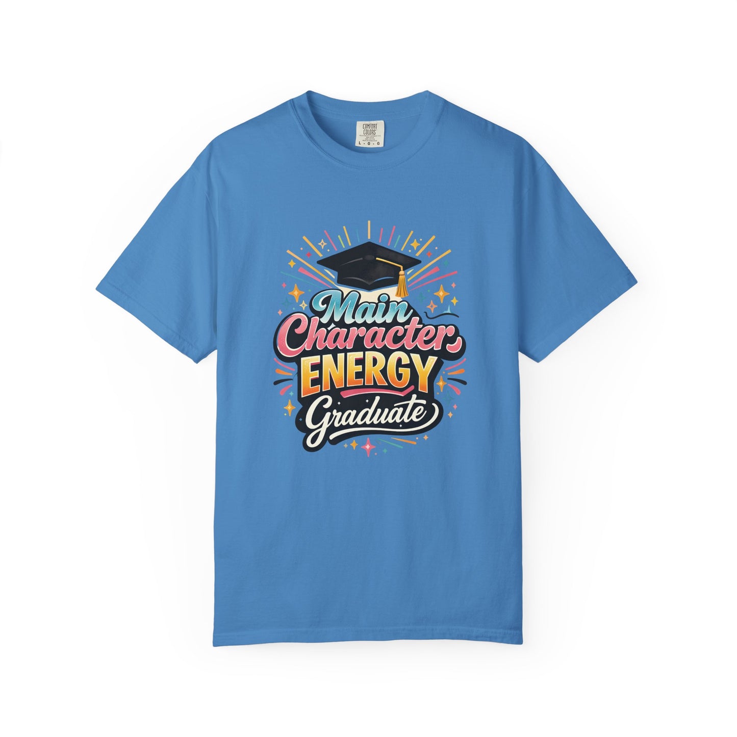 Main Character Energy Graduate T-Shirt | Graduation Cap Typography Tee