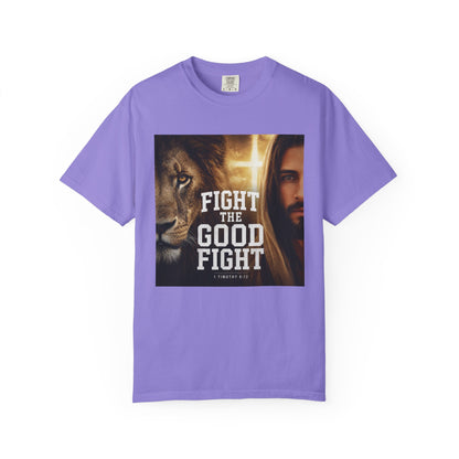 Fight the Good Fight T-shirt | Jesus and Lion Faith Graphic