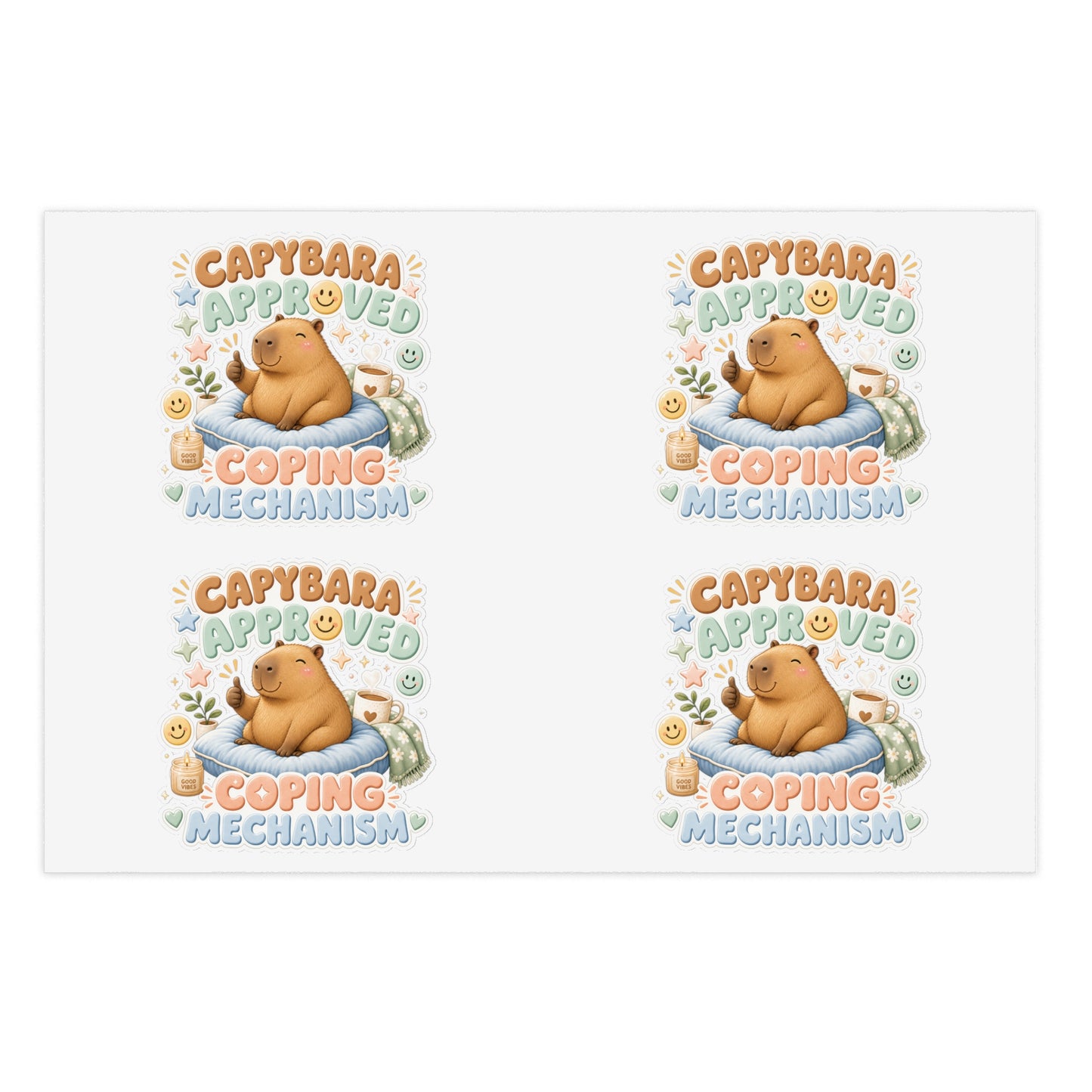 Capybara Approved Coping Mechanism Sticker Sheet | Cute Relaxing Animal Stickers