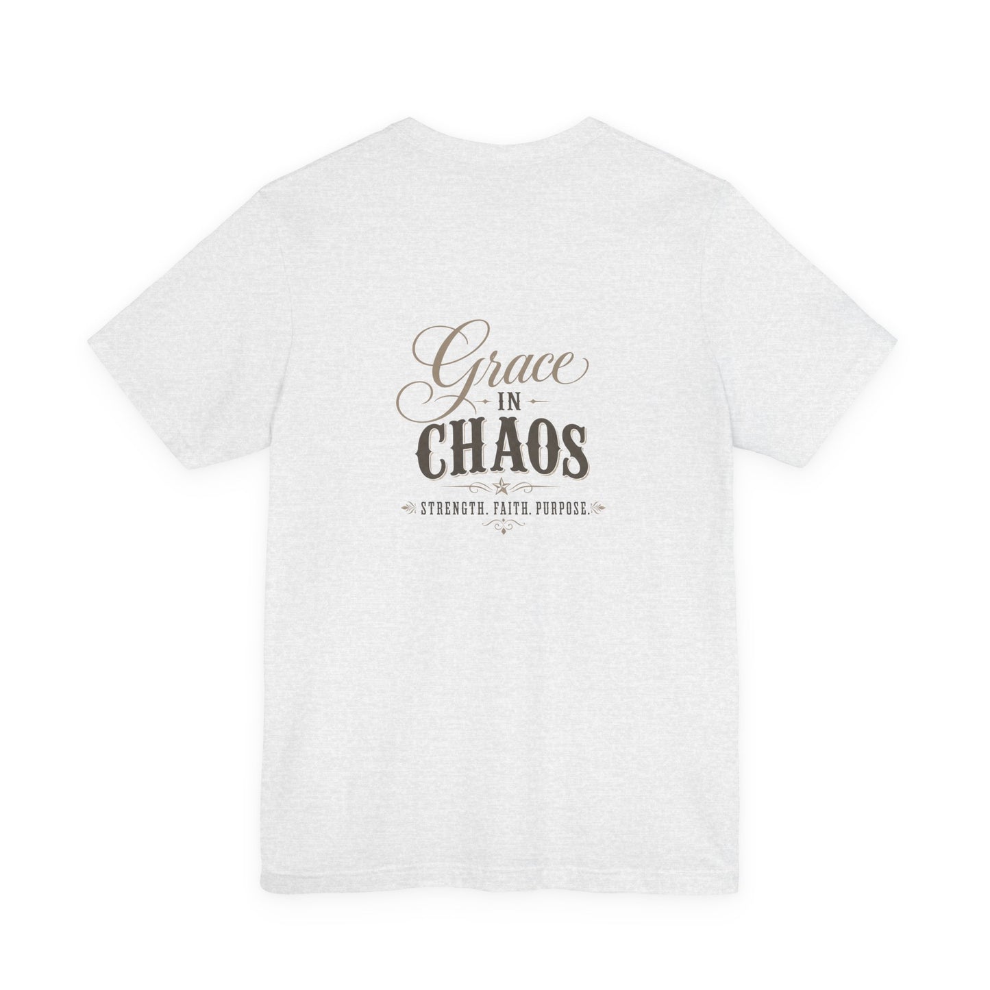 Grace in Chaos Tee | Inspirational scripture typography shirt