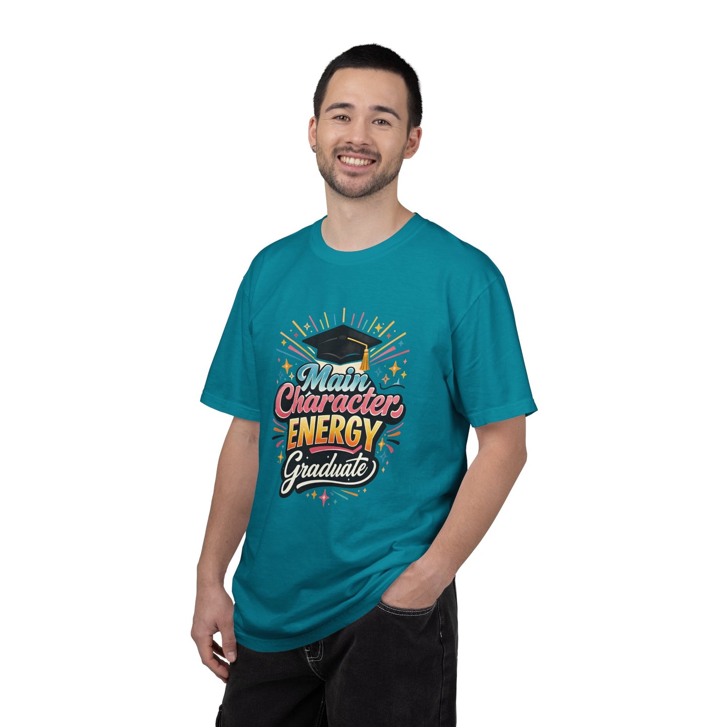 Main Character Energy Graduate T-Shirt | Graduation Cap Typography Tee
