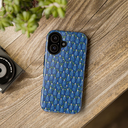 Phone Case, Texas Bluebonnet Tough Case, Navy Floral Phone Cover, Protective iPhone Case, Samsung Galaxy Case, Texas Wildflower Gift