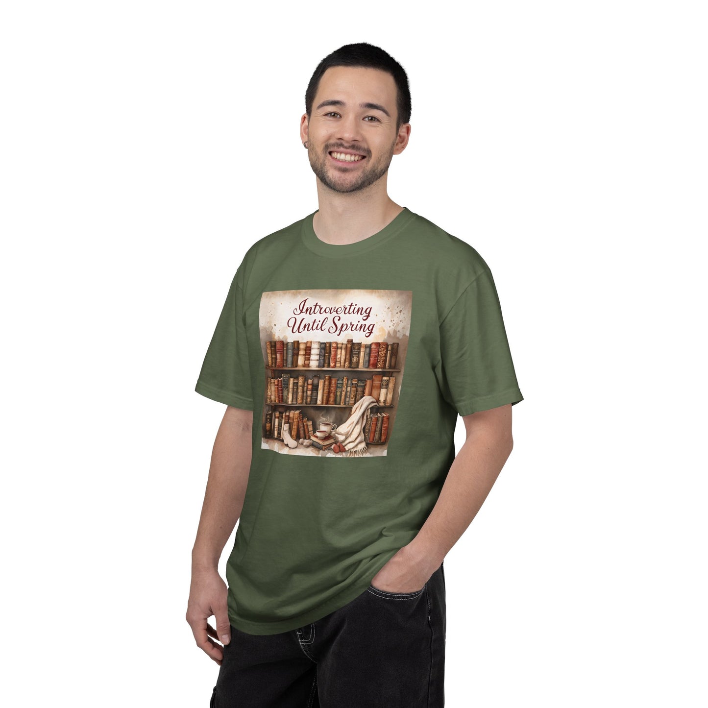 Introverting Until Spring T-Shirt, Cozy Literary Tee, Perfect Gift for Book Lovers, Spring Vibes Shirt, Relaxed Fit Fashion