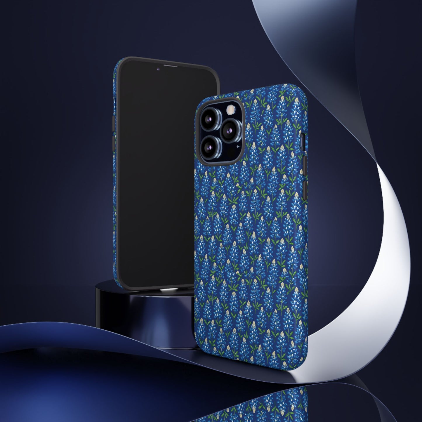 Phone Case, Texas Bluebonnet Tough Case, Navy Floral Phone Cover, Protective iPhone Case, Samsung Galaxy Case, Texas Wildflower Gift