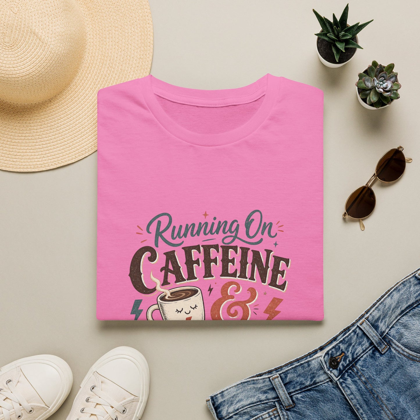 Running On Caffeine & Avoidance T-Shirt | Funny Coffee Quote Tee