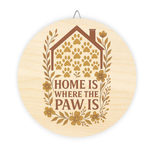 Charming Paw Print Decor for Pet Lovers, Home is Where the Paw Is Wooden Sign, Rustic Animal Wall Art, Dog Owner Gift, Pet-Themed Decoration