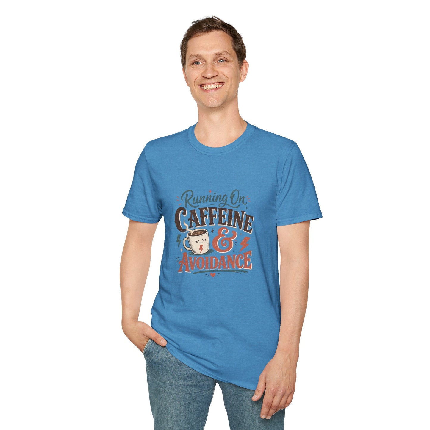 Running On Caffeine & Avoidance T-Shirt | Funny Coffee Quote Tee