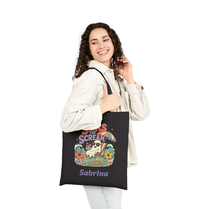 Seas the Scream beach pug illustration Tote Bag | personalized name option