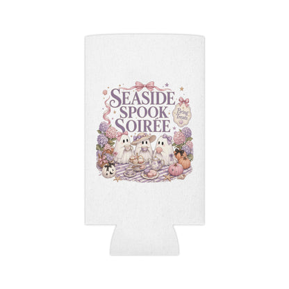Seaside Spook Soiree Can Cooler | Halloween Ghost Picnic Cooler Sleeve