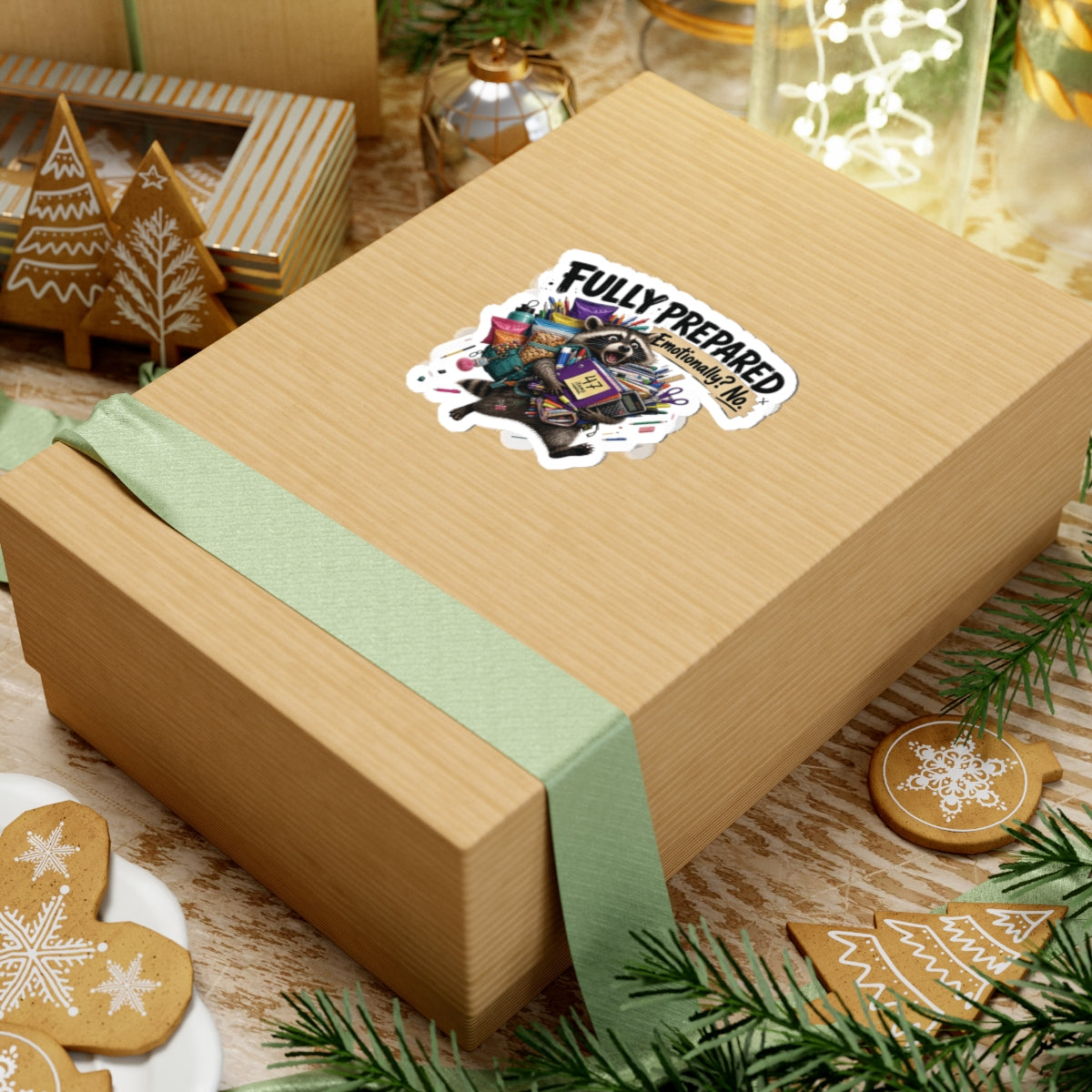 Fully Prepared Emotional? No raccoon sticker | Kiss-cut sticker