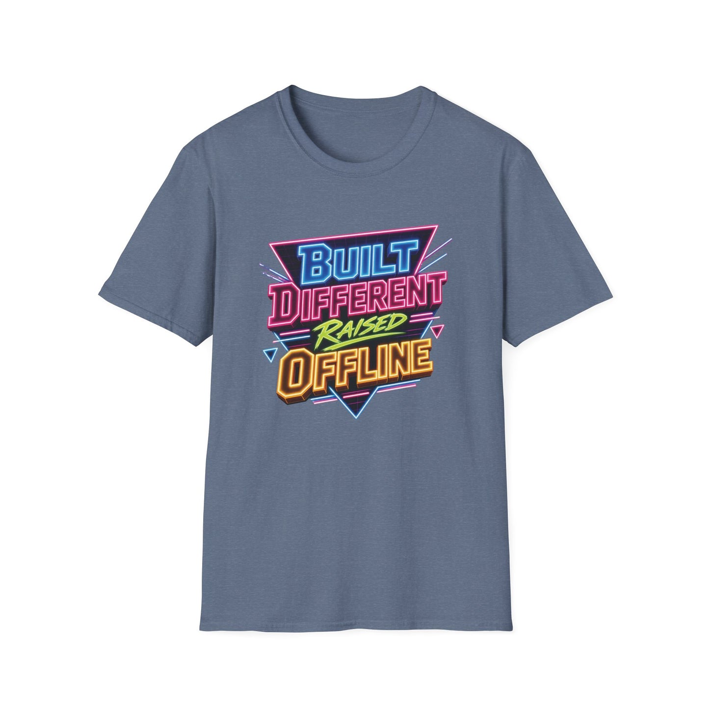 Built Different Raised Offline T-Shirt | Retro 80s Neon Graphic Tee