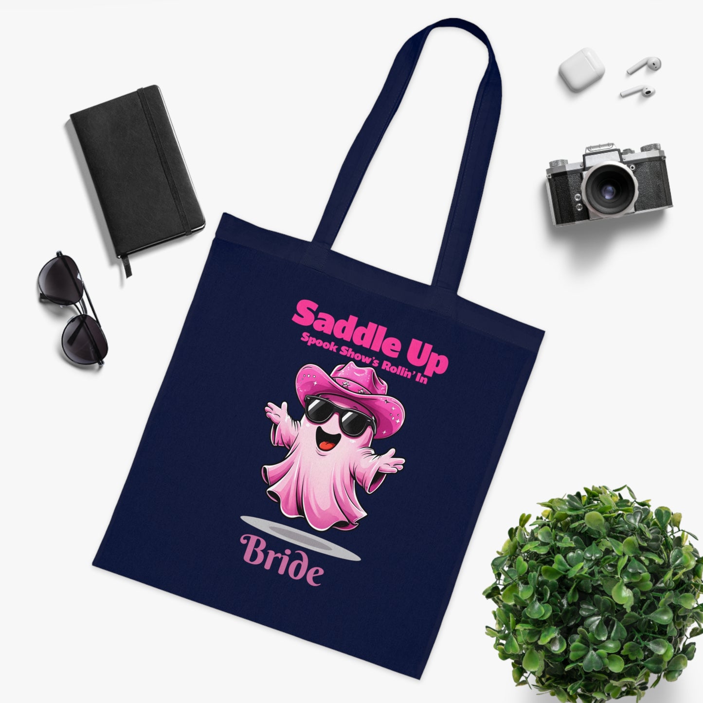 Bride's Ghostly Cotton Tote, Perfect for Bachelorette Parties, Bridal Showers, Halloween, Wedding Planning, Eco-Friendly Tote Bag