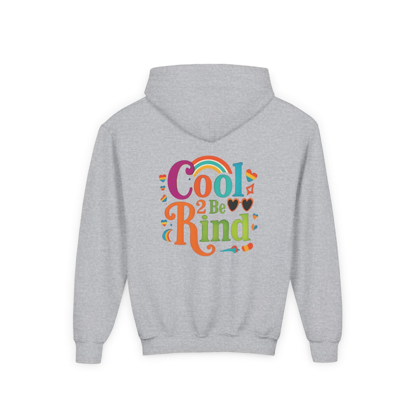 Cool 2 Be Kind Hoodie | Youth Hooded Sweatshirt, Colorful Rainbow Kindness Design