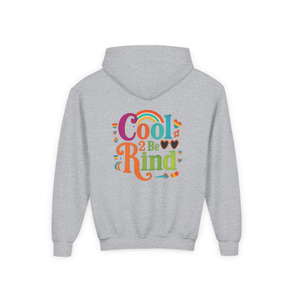 Cool 2 Be Kind Hoodie | Youth Hooded Sweatshirt, Colorful Rainbow Kindness Design