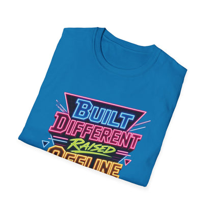 Built Different Raised Offline T-Shirt | Retro 80s Neon Graphic Tee