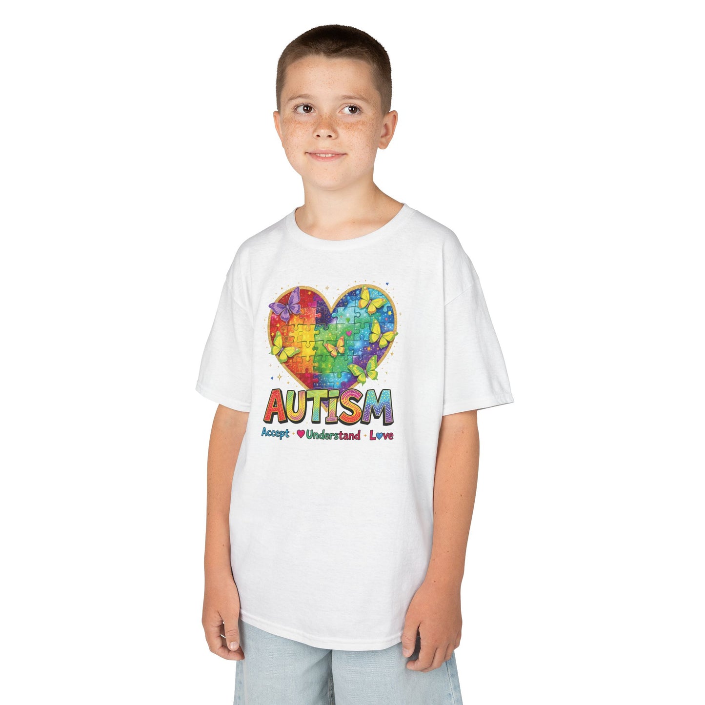 Autism Puzzle Heart Kids Tee | Accept Understand Love