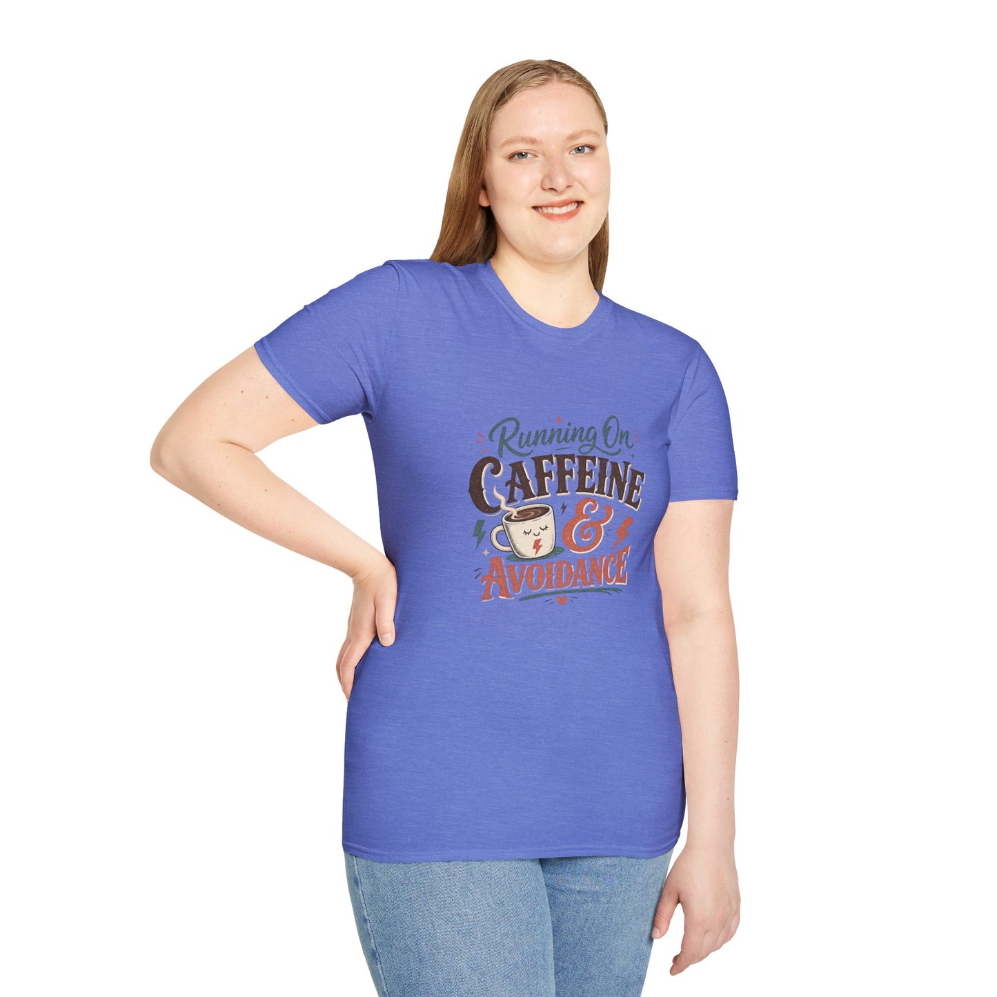 Running On Caffeine & Avoidance T-Shirt | Funny Coffee Quote Tee