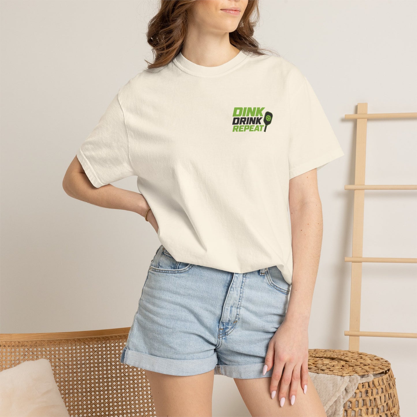 Dink Drink Repeat T-shirt | Pickleball Paddle Graphic