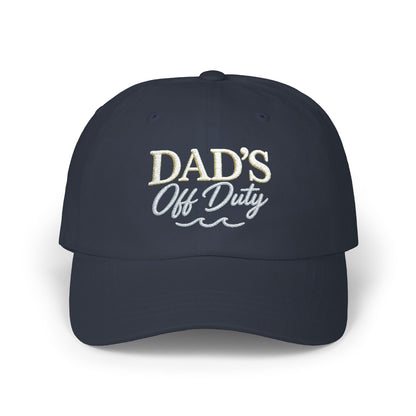 Dad's Off Duty Cap | Embroidered Dad Hat, White Classic Baseball Cap