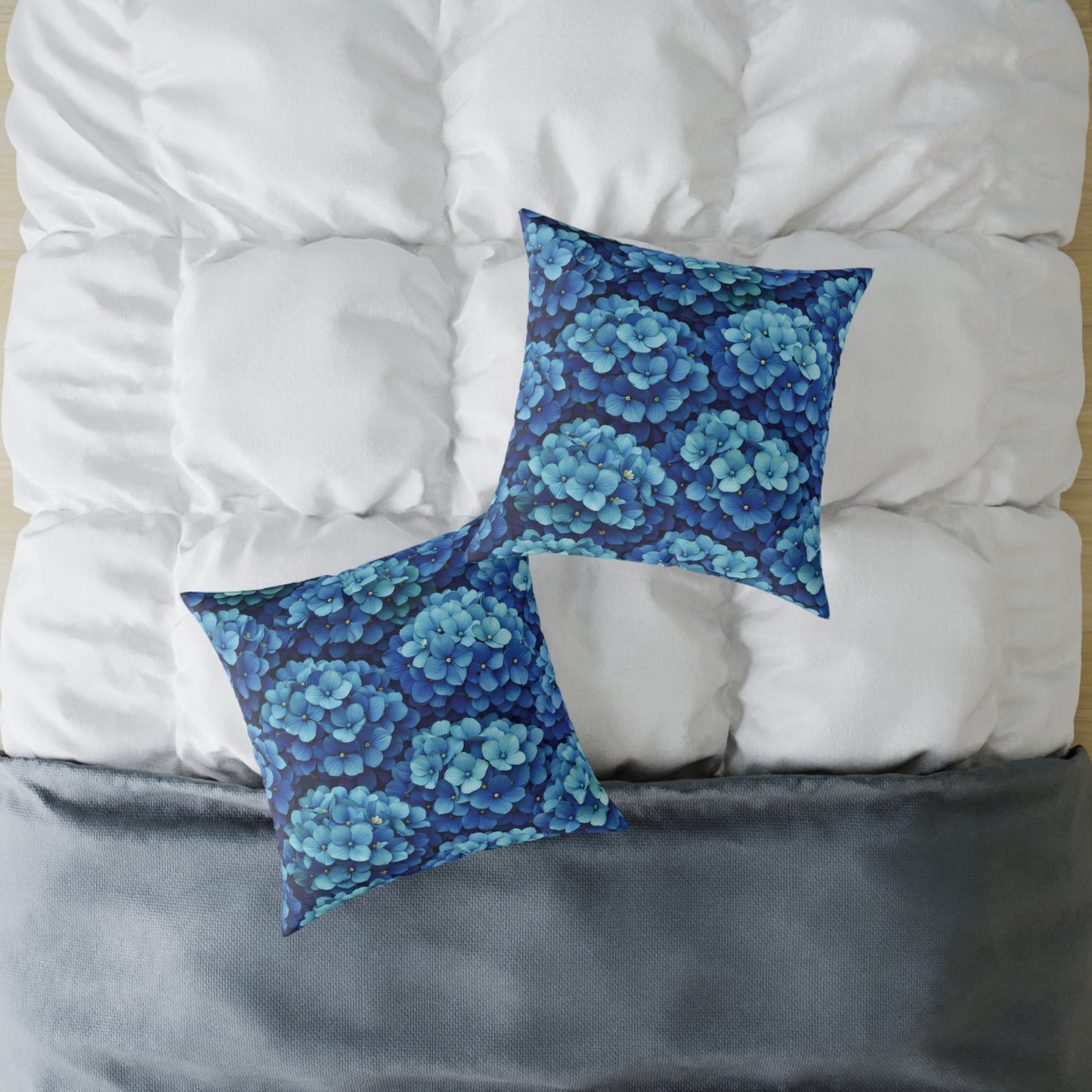 Blue Hydrangea Pattern Pillow | Floral Cushion Cover
