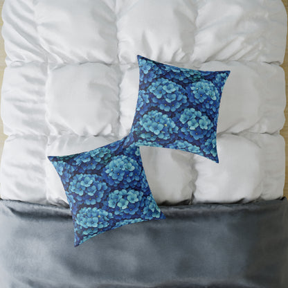 Blue Hydrangea Pattern Pillow | Floral Cushion Cover