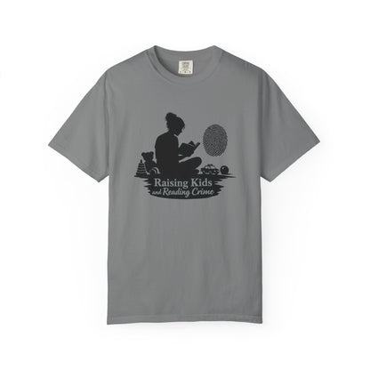 Raising Kids and Reading Crime T-shirt | Mom Reader Detective Design