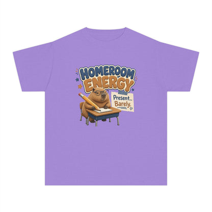 Homeroom Energy Sloth on Desk Youth Tee | Funny School Illustration