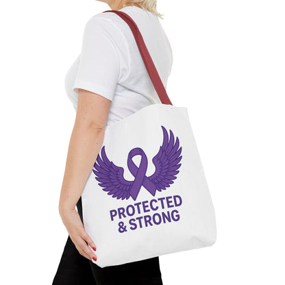 Protected and Strong Awareness Tote Bag, Eco-Friendly Shoulder Bag, Reusable Grocery Bag, Canvas Shopping Tote, Gift for Activists,